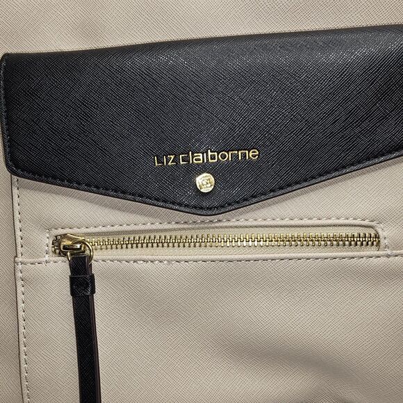 Liz Claiborne Spacious Purse Shoulder Bag Lots Of Space Tote Cream/Black Colored - Picture 3 of 13